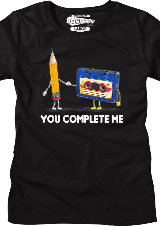 Womens You Complete Me Pencil & Cassette Shirt - main product image