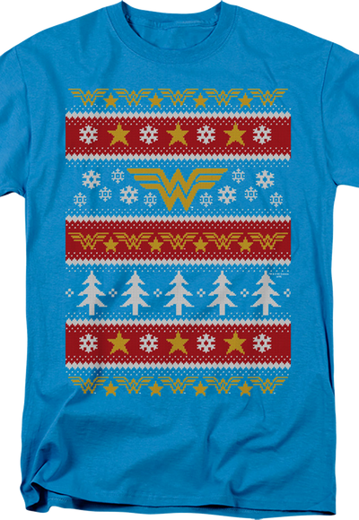 Wonder Woman Faux Ugly Christmas Sweater DC Comics T-Shirt