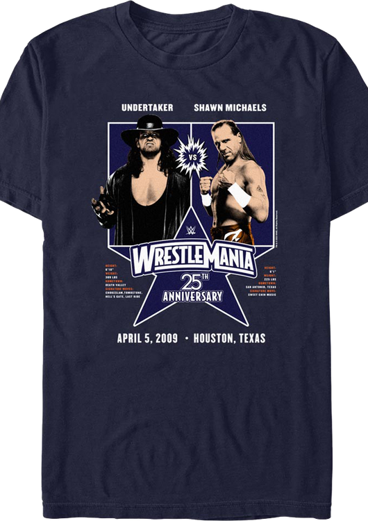 WrestleMania 25 Undertaker vs. Shawn Michaels T-Shirt WrestleMania 25 Undertaker vs. Shawn Michaels T-Shirt