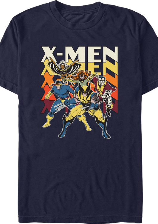 X-Men Characters And Stacked Logo Marvel Comics T-Shirt - main product image