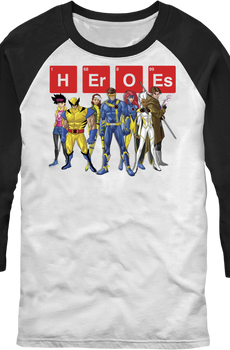 X-Men Heroes Periodic Table Marvel Comics Raglan Baseball Shirt