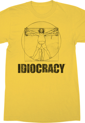 Yellow Vitruvian Man Idiocracy T-Shirt