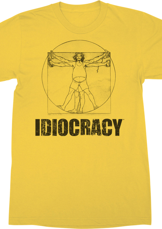 Yellow Vitruvian Man Idiocracy T-Shirt - main product image