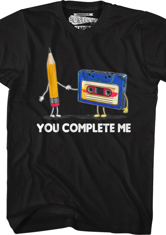You Complete Me Pencil & Cassette T-Shirt - main product image