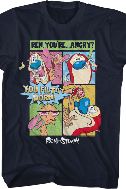 You Filthy Worm Ren And Stimpy T-Shirtmain product image