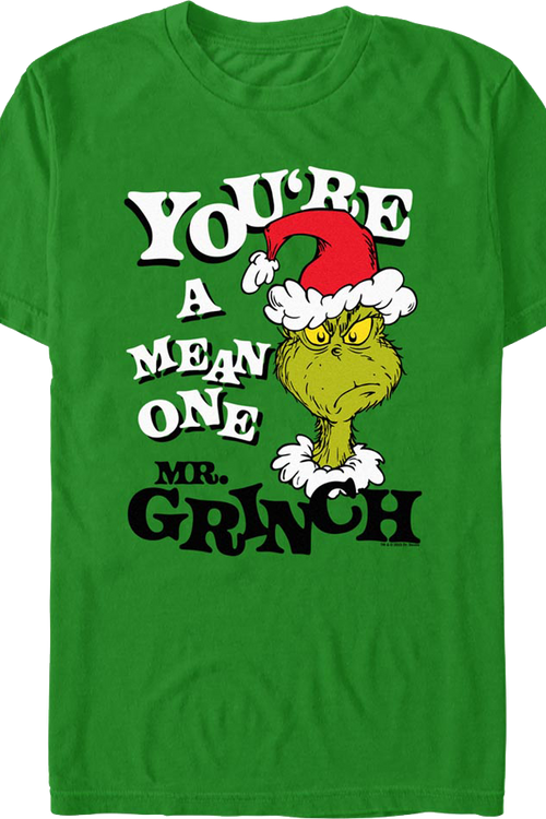 Men's Dr. Seuss Christmas The Grinch You're a Mean One Portrait Graphic Tee  Kelly Green Small 