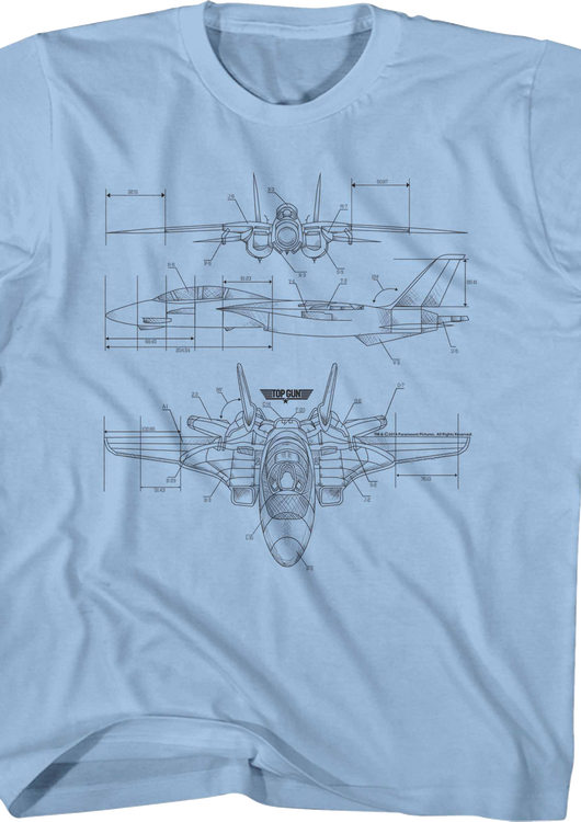 Youth Aircraft Diagram Top Gun Shirt - main product image