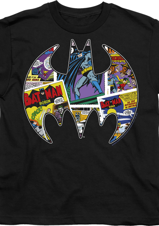 Youth Batman Logo Collage DC Comics Shirt - main product image