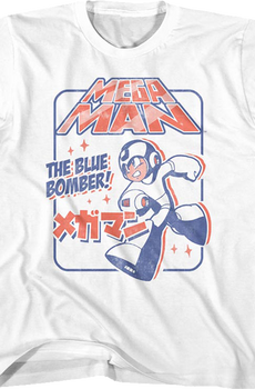 Youth Distressed Blue Bomber Mega Man Shirt