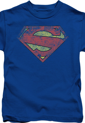 Youth Distressed Logo Superman Shirt