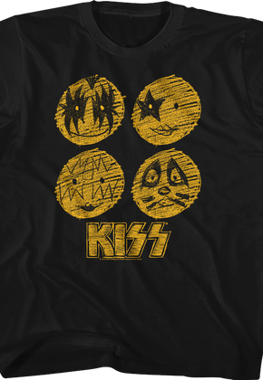 Youth Face Paint Sketches KISS Shirt
