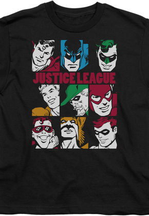 Youth Hero Faces Justice League Shirt