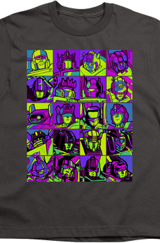 Youth Neon Pop Art Robot Collage Transformers Shirt