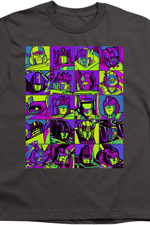 Youth Neon Pop Art Robot Collage Transformers Shirt - main product image