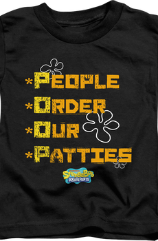 Youth People Order Our Patties SpongeBob SquarePants Shirt