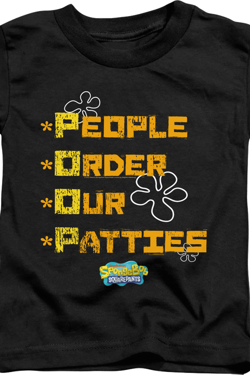 Youth People Order Our Patties SpongeBob SquarePants Shirtmain product image