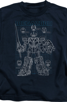 Youth Schematic Megazord Mighty Morphin Power Rangers Shirt