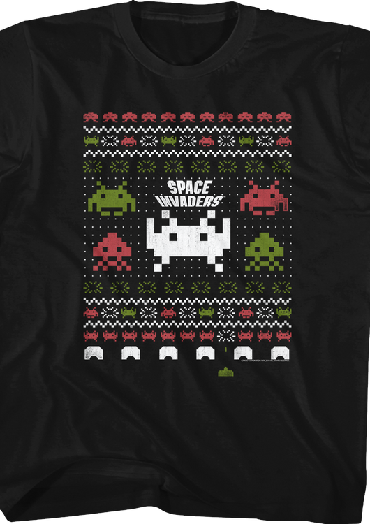 Youth Space Invaders Ugly Christmas Shirt - main product image