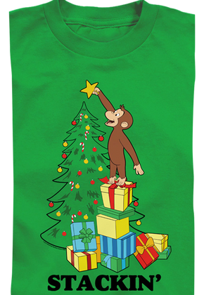 Youth Stackin' Curious George Christmas Shirt