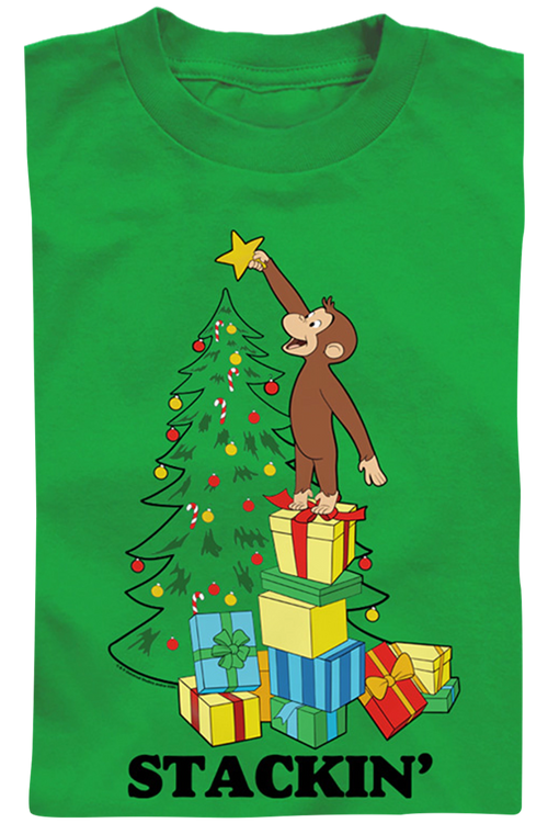 Youth Stackin' Curious George Christmas Shirtmain product image