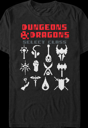 8-Bit Select Class Dungeons & Dragons T-Shirt