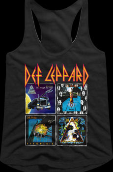 Ladies Album Covers Collage Def Leppard Racerback Tank Top