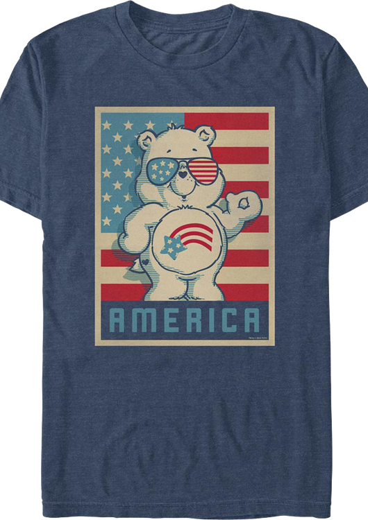 America Cares Bear Patriotic Pose Care Bears T-Shirt - main product image