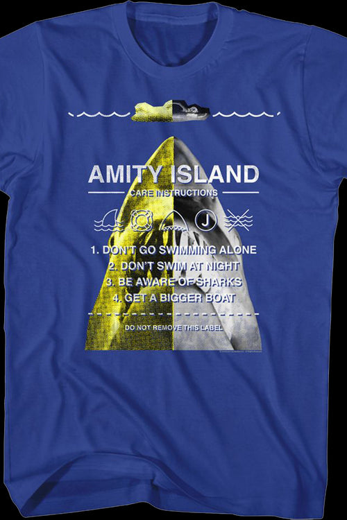 Amity Island Care Instructions Jaws T-Shirtmain product image
