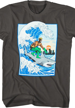 Aquaman Shark Surfing DC Comics T-Shirt