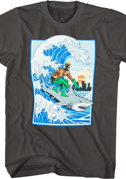 Aquaman Shark Surfing DC Comics T-Shirt - main product image