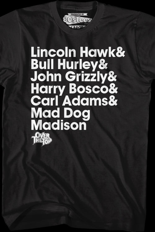 Arm Wrestler Names Over The Top T-Shirtmain product image