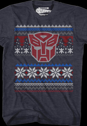 Autobot Faux Ugly Christmas Sweater Transformers T-Shirt