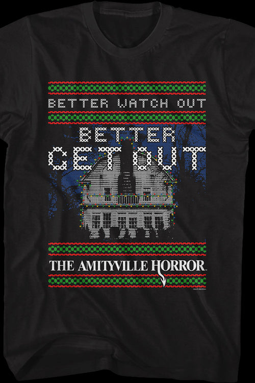 Better Watch Out Faux Ugly Christmas Sweater Amityville Horror T Shirt