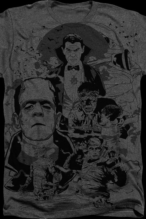 Big Print Collage Universal Monsters T-Shirtmain product image