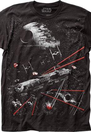 Big Print Millennium Falcon Chase Star Wars T-Shirt