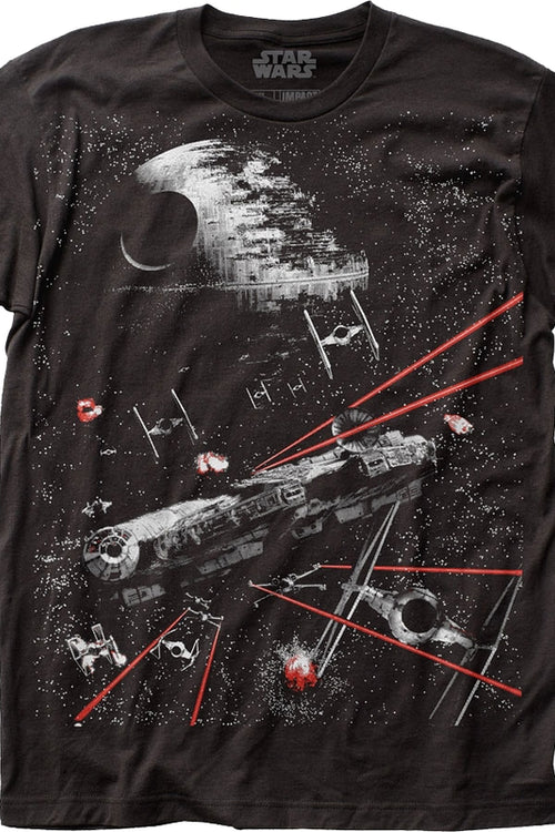 Big Print Millennium Falcon Chase Star Wars T-Shirtmain product image