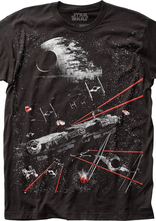 Big Print Millennium Falcon Chase Star Wars T-Shirt - main product image