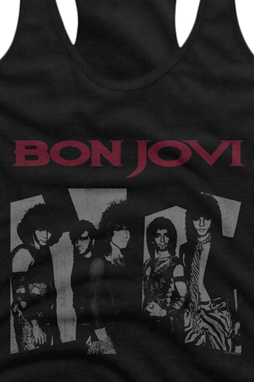 Ladies Black and White Bon Jovi Racerback Tank Topmain product image