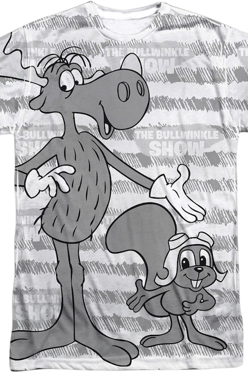 Black and White Rocky and Bullwinkle T-Shirtmain product image