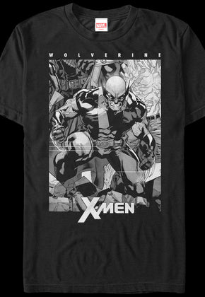 Black and White Wolverine X-Men T-Shirt