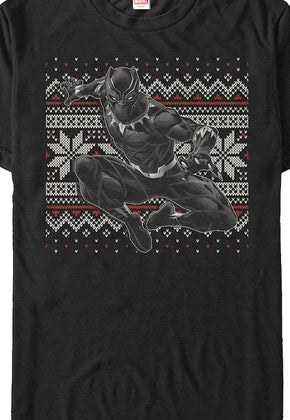 Black Panther Faux Ugly Christmas Sweater Marvel Comics T-Shirt