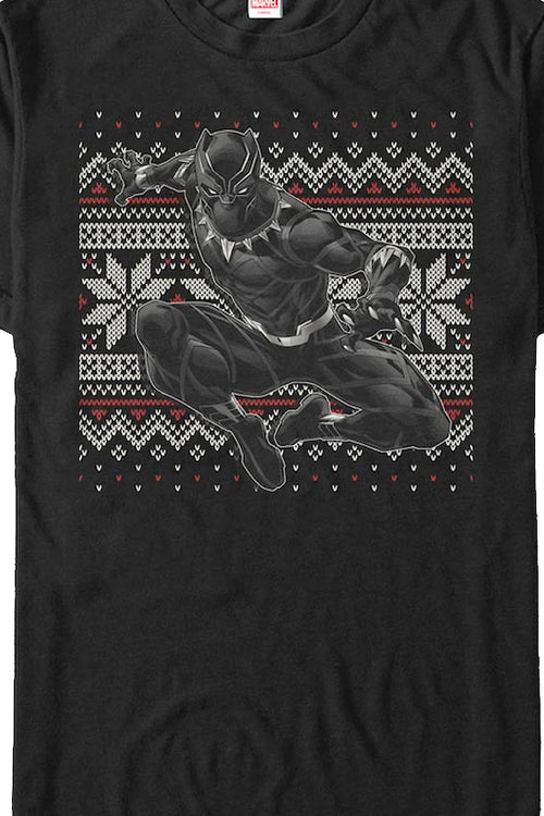 Black Panther Faux Ugly Christmas Sweater Marvel Comics T-Shirtmain product image