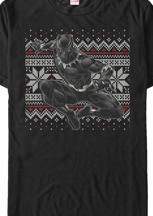 Black Panther Faux Ugly Christmas Sweater Marvel Comics T-Shirt - main product image