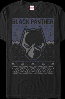 Black Panther Mask Faux Ugly Christmas Sweater Marvel Comics T-Shirt