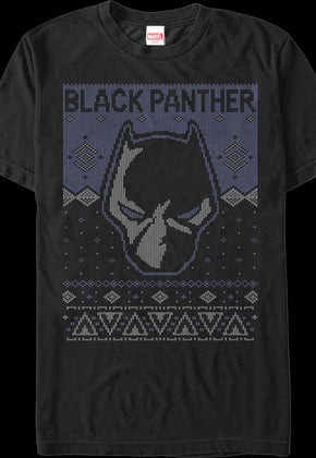 Black Panther Mask Faux Ugly Christmas Sweater Marvel Comics T-Shirt