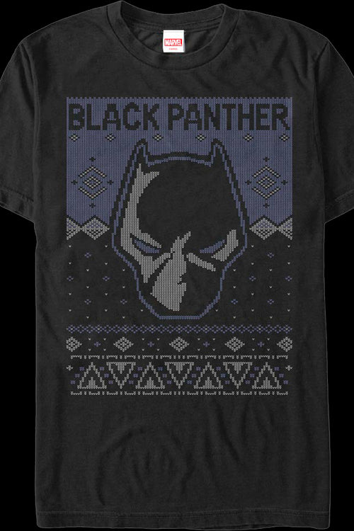 Black Panther Mask Faux Ugly Christmas Sweater Marvel Comics T-Shirtmain product image