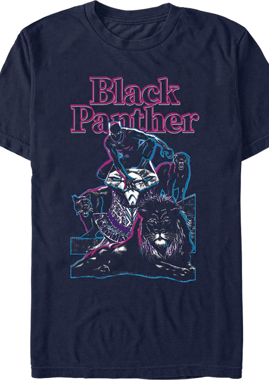Black Panther Neon Outline Marvel Comics T-Shirt - main product image
