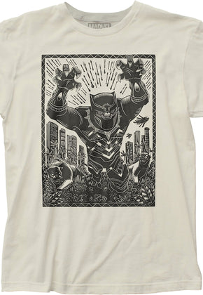 Black Panther Woodcut Art Marvel Comics T-Shirt