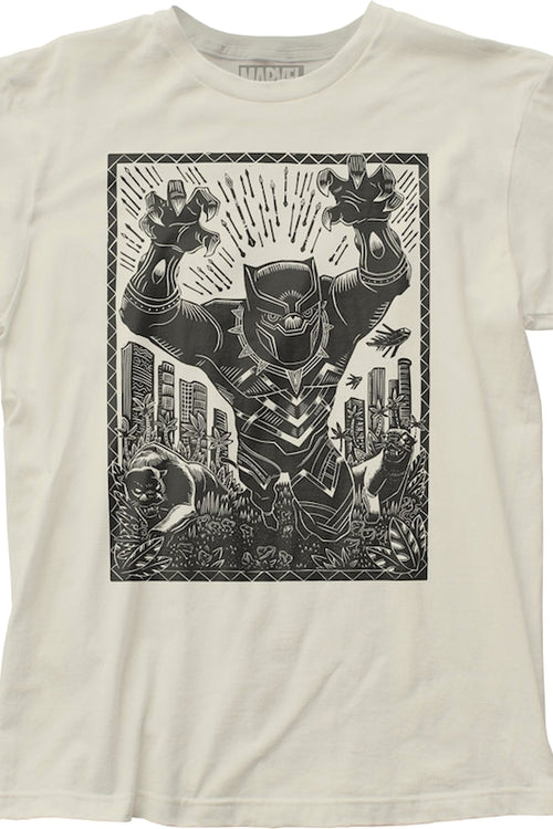 Black Panther Woodcut Art Marvel Comics T-Shirtmain product image