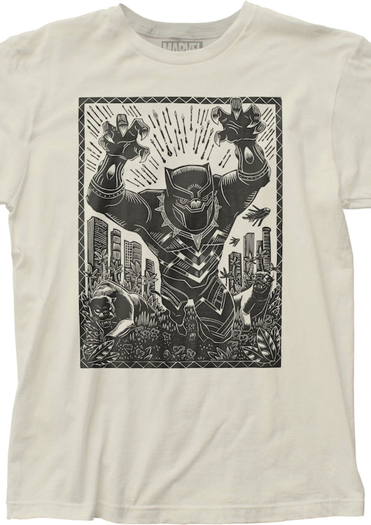 Black Panther Woodcut Art Marvel Comics T-Shirt - main product image